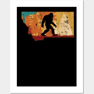 Bigfoot Retro Vintage Sasquatch Montana Posters and Art